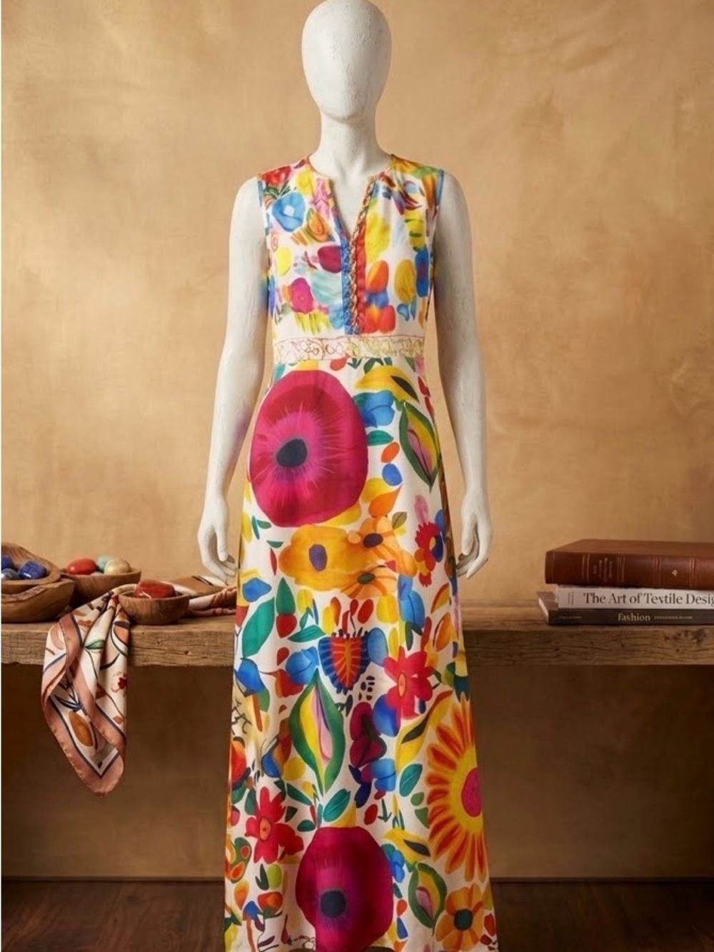 SHEIN Multicolor Floral Sleeveless Maxi Dress